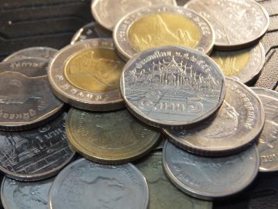 银, 美元, 泰国财政, 泰铢, 泰铢硬币, 五泰铢硬币, 十泰铢硬币