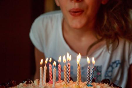 生日, 蛋糕, 蜡烛, 十二, 年, 祝贺, 甜点