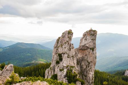 山, 自然, 景观, 山脉, 罗马尼亚, 石头, 云计算