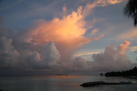 马尔代夫, 日落, 海洋, 旅行, 海, 热带, 天堂