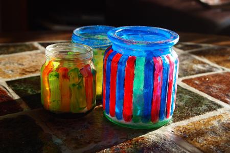 罐子里, 玻璃, 玻璃器皿, 玻璃漆, 修补, 染料, 彩色