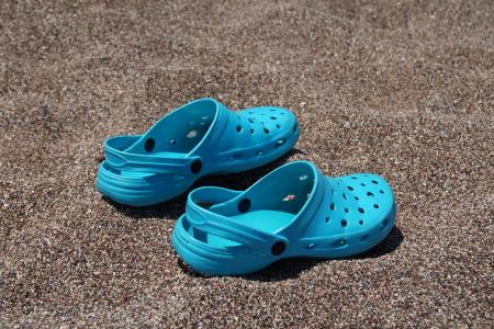 海滩, 鹅卵石, 靴子, 鳄鱼, 水钻, 蓝色