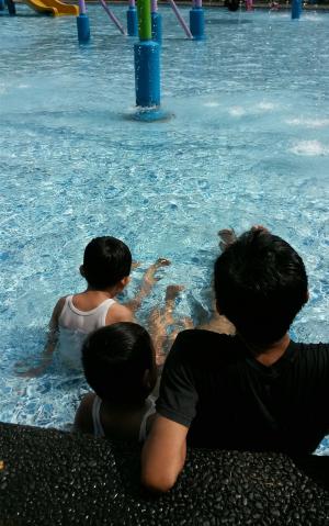 游泳池, 度假, 放松, 假日, 孩子们, 父亲, 热带