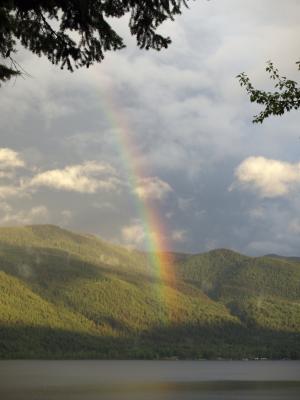 彩虹, canim 湖, 不列颠哥伦比亚省, 加拿大, 雷雨, 风光, 景观