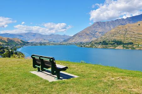 板凳, 湖, 风景, 水, 山, 自然, 新西兰