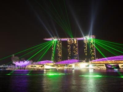 新加坡, 酒店, 滨海湾金沙, 晚上, 灯光秀, 激光表演