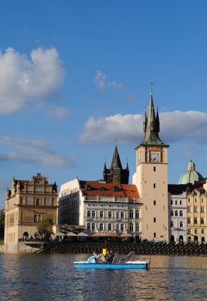 捷克共和国, 布拉格, 旧城, 桥梁, 脚踏船, 摩尔多瓦