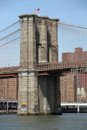 桥梁, 布鲁克林大桥, 河, 曼哈顿, 纽约, 具有里程碑意义, 美国