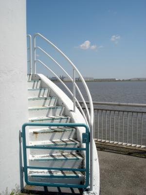 楼梯, 汉堡, 易北河, 太阳, 白色, 护嘴, 目标