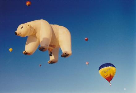 热气球, 气球, 北极熊, 多彩, 充满活力, 阿尔伯克基, 空中