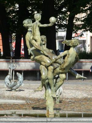罗斯托克, 梅克伦堡西部, 国有资本, 喷泉, 雕塑, 图, 空间