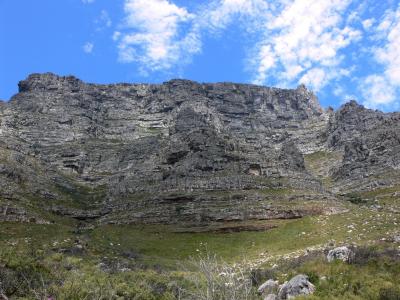 山, 云彩, 岩石, 锯齿状的, 开普敦, 南非, 自然