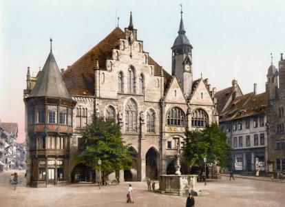 大会堂, 希尔德斯海姆德国, 1900, photochrom, 德国, 城市, 建筑