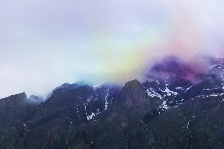 多彩, 色彩缤纷, 雾, 有雾, 景观, 山, 山的顶峰