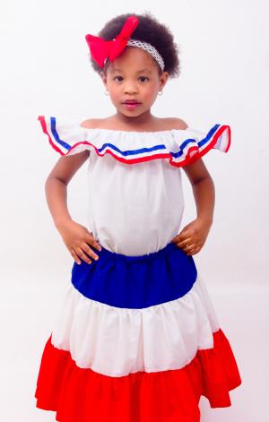 多米尼加共和国, 女孩, 穿衣服, 多米尼加共和国, 颜色, 红色与蓝色, 蓝色与红色