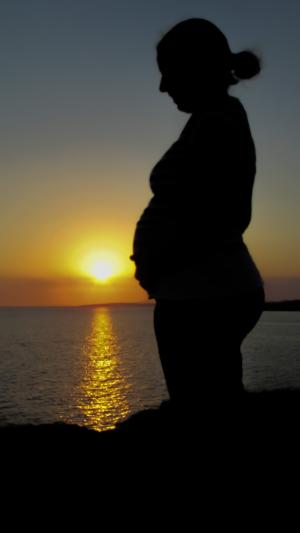 女人, 怀孕, 怀孕, 产假, 期待, 日落, 自然