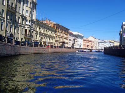 河, moyka, 建筑, 天空, 蓝色, 彼得 ·, 俄罗斯