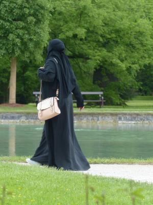 长袍, 穆斯林, 服装, 面纱, 女人, 人, 黑色