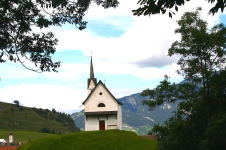 瑞士, 景观, 山脉, 天空, 云彩, 教会, 森林