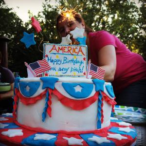 独立日, 7 月 4 日, 蛋糕, 美国, 夏季, 野餐, 户外
