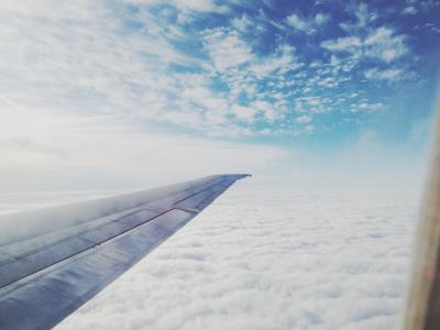 飞机, 飞机, 翼, 云彩, 天空, 空中, 旅行
