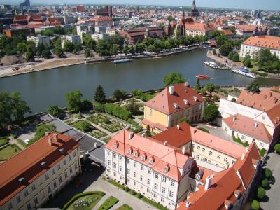 城市, 河, 建筑, 波兰, 全景, 景观, 旅游