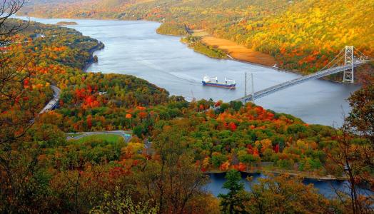 河, 小船, 桥梁, 秋天, 秋天的色彩, 船舶, 自然