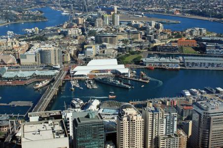 悉尼, 达令港, 端口, 从上面, 前景, 城市景观