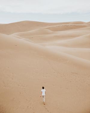 男子, 行走, 甜点, 沙漠沙子, 沙丘, 沙子, 沙漠