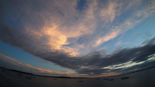 海恩尼斯港, 美国, 日落, 天空, abendstimmung, 云彩, 水