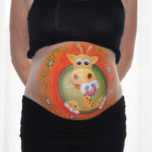 bellypaint, 肚皮画, 怀孕, 宝贝, 长颈鹿, 可爱, 腹部