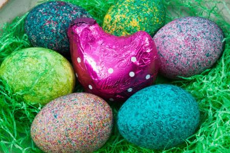 复活节, 复活节的巢, 鸡蛋, 彩色, 母鸡, 多彩, 复活节装饰品