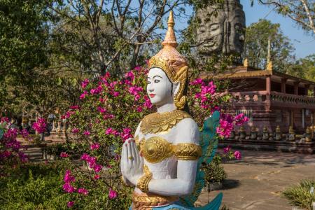 柬埔寨, 磅湛, 修道院, 佛教, 宗教, 图, 雕像