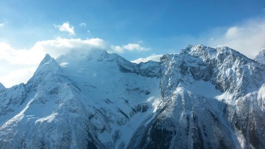 山脉, 高加索地区, dombay, 高度, 好天气, 斜坡, 雪