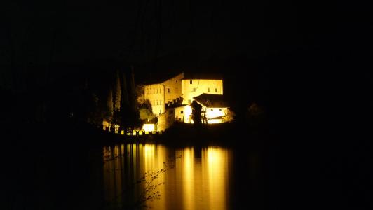toblino, 晚上, 湖, 城堡