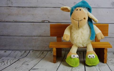 羊, 小懒鬼, 帽, 拖鞋, 玩具熊, 毛绒玩具, 软玩具