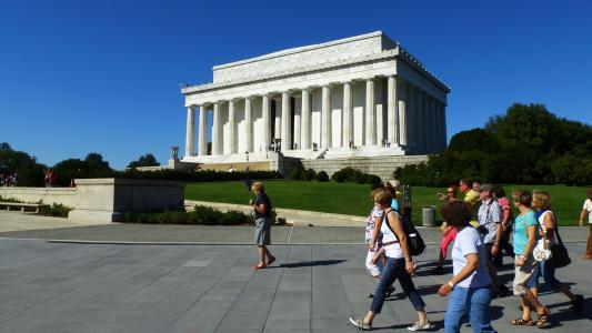 林肯纪念堂, 华盛顿, 9 月, turists, 美国