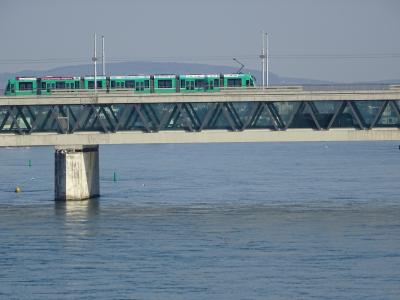 莱茵河, 巴塞尔, 三玫瑰色桥梁, 水, 电车, s bahn, 河