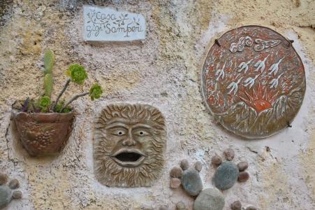 立面, 声音, 墙上, 植物, 陶瓷厂, 西西里岛, 陶尔米纳