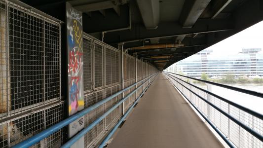 走了, 桥梁, 混凝土, 涂鸦, 维也纳, 多瑙河, 步行