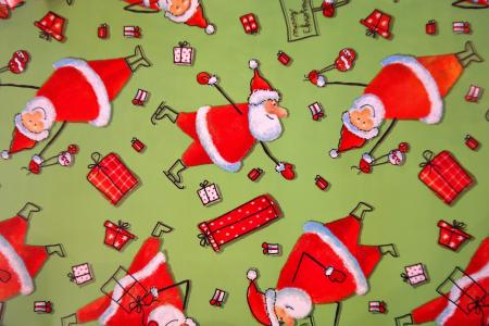 包装纸, 圣诞老人, 有趣, 绿色, 红色, 礼物, 作