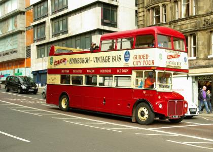 公共汽车, 游客, 苏格兰, 爱丁堡