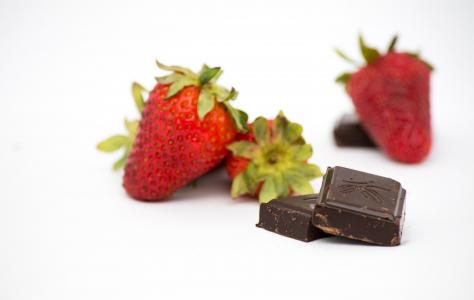 草莓, 白色背景, 巧克力, 浆果, 甜, 水果, 红色水果