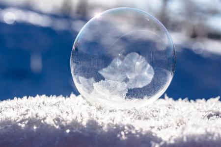 冰冻的泡泡, 肥皂泡, 冻结, 冬天, 新光, 太阳, 景观