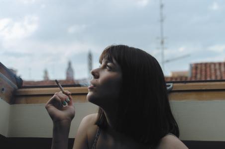 香烟, 女孩, 人, 吸烟, 女人, 一个人, 爆头