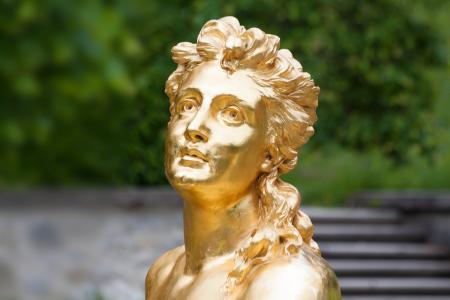 雕塑, 黄金, 镀金, 女人, 脸上, 金, 图