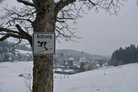滑雪, 德国, 黑色的森林, 注意, 滑雪, 警告, 小心