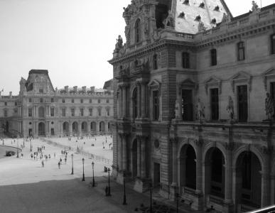 罗浮宫, 巴黎, 黑色和白色, 城市景观, 法国