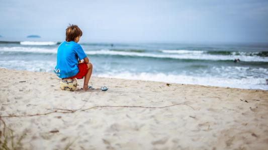 海滩, 儿童, 享受, 乐趣, 海洋, 户外, 弛豫