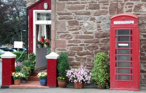 电话亭, 老, 房子, 红色, 英格兰, 苏格兰, 建设